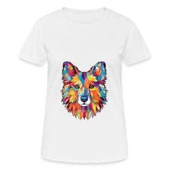 Indischer Spitz Hunderasse Aquarell Illustration - Frauen T-Shirt atmungsaktiv - Weiß - Vorne - AI Model Female 172 dark (172cm)