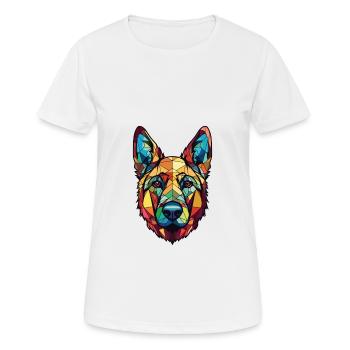 German Shepherd Dog Breed Watercolor Illustration - Women's Breathable T-Shirt - white - Front - AI Model Female 172 dark (172cm)