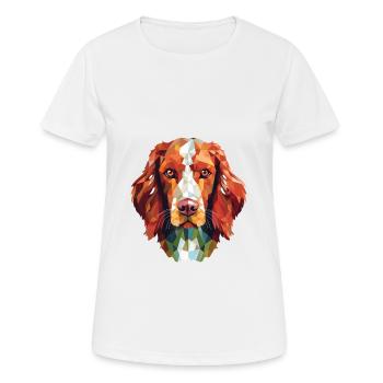 Irischer roter und weißer Setter Hunderasse Aquarell - Frauen T-Shirt atmungsaktiv - Weiß - Vorne - AI Model Female 172 dark (172cm)