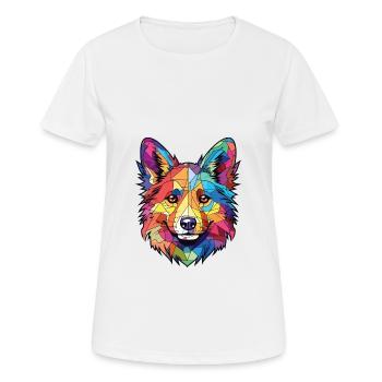 Icelandic Sheepdog Dog Breed Colorful Watercolor - Women's Breathable T-Shirt - white - Front - AI Model Female 172 dark (172cm)