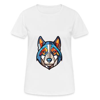 Husky-Hunderasse Bunte Aquarell-Illustration - Frauen T-Shirt atmungsaktiv - Weiß - Vorne - AI Model Female 172 dark (172cm)