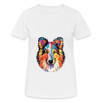 Sheltie chien race coloré aquarelle illustration - T-shirt respirant Femme - blanc - Devant - AI Model Female 172 dark (172cm)