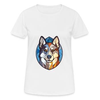 Husky Nur Hunderasse Aquarellglas Illustration - Frauen T-Shirt atmungsaktiv - Weiß - Vorne - AI Model Female 172 dark (172cm)