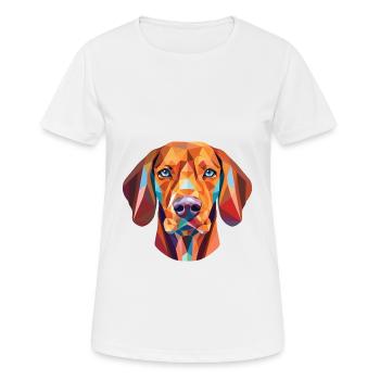 Illustration à l’aquarelle de race de chien hongrois Vizsla - T-shirt respirant Femme - blanc - Devant - AI Model Female 172 dark (172cm)