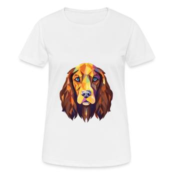 Russian Spaniel Dog Breed Watercolor Illustration - Women's Breathable T-Shirt - white - Front - AI Model Female 172 dark (172cm)