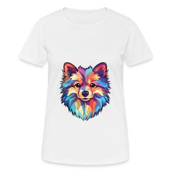 Pommern Deutscher Spitz Hunderasse Aquarellglas - Frauen T-Shirt atmungsaktiv - Weiß - Vorne - AI Model Female 172 dark (172cm)