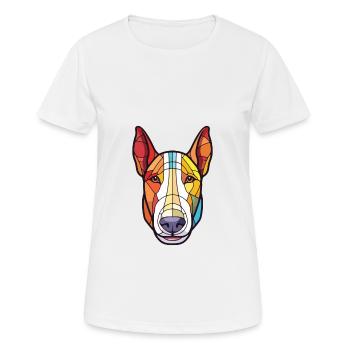 Bull Terrier chien race aquarelle Illustration - T-shirt respirant Femme - blanc - Devant - AI Model Female 172 dark (172cm)