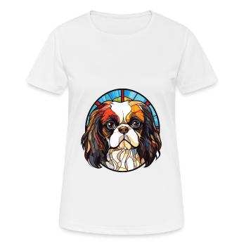 Japanese Chin Dog Breed Watercolor Illustration - Women's Breathable T-Shirt - white - Front - AI Model Female 172 dark (172cm)