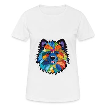 Keeshond Dog Breed Watercolor Glass Illustration - Women's Breathable T-Shirt - white - Front - AI Model Female 172 dark (172cm)