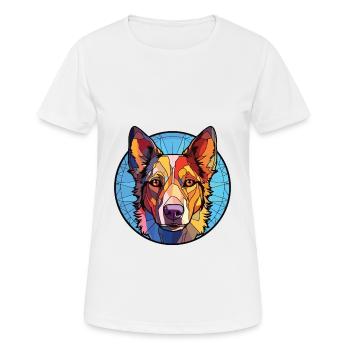 Koolie chien australien race aquarelle colorée - T-shirt respirant Femme - blanc - Devant - AI Model Female 172 dark (172cm)