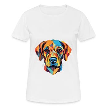 Illustration à l’aquarelle de race de chien Leopard Cur - T-shirt respirant Femme - blanc - Devant - AI Model Female 172 dark (172cm)