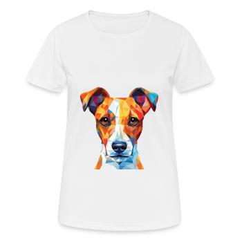Jack Russel Terrier Hunderasse buntes Aquarell - Frauen T-Shirt atmungsaktiv - Weiß - Vorne - AI Model Female 172 dark (172cm)