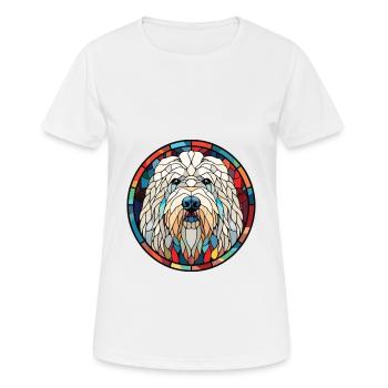 Illustration sur verre aquarelle de race de chien Komondor - T-shirt respirant Femme - blanc - Devant - AI Model Female 172 dark (172cm)