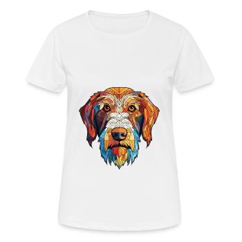 Istrie chien à poil dur chien race aquarelle - T-shirt respirant Femme - blanc - Devant - AI Model Female 172 dark (172cm)