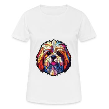 Lhasa Apso Hunderasse Aquarell Glas Illustration - Frauen T-Shirt atmungsaktiv - Weiß - Vorne - AI Model Female 172 dark (172cm)