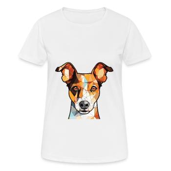 Miniature Fox Terrier chien race aquarelle verre - T-shirt respirant Femme - blanc - Devant - AI Model Female 172 dark (172cm)