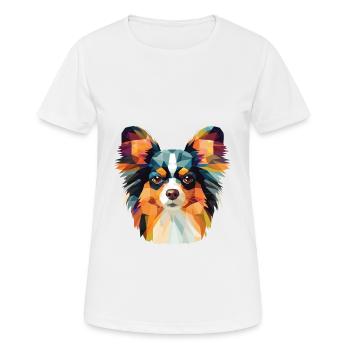 Papillon Continental Toy Spaniel Dog Watercolor - Women's Breathable T-Shirt - white - Front - AI Model Female 172 dark (172cm)