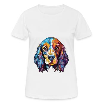 Russian Spaniel Dog Breed Watercolor Illustration - Women's Breathable T-Shirt - white - Front - AI Model Female 172 dark (172cm)