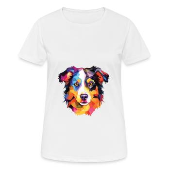 Miniature American Shepherd Dog Breed Watercolor - Women's Breathable T-Shirt - white - Front - AI Model Female 172 dark (172cm)