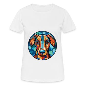 Verre d’aquarelle de race de chien Ovtcharka d’Asie centrale - T-shirt respirant Femme - blanc - Devant - AI Model Female 172 dark (172cm)