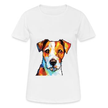 Parson Russell Terrier Hunderasse Aquarellglas - Frauen T-Shirt atmungsaktiv - Weiß - Vorne - AI Model Female 172 dark (172cm)