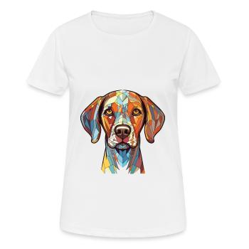 Pointer Dog Breed Colorful Watercolor Illustration - Women's Breathable T-Shirt - white - Front - AI Model Female 172 dark (172cm)
