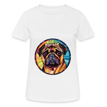 Carlin chien race aquarelle colorée Illustration - T-shirt respirant Femme - blanc - Devant - AI Model Female 172 dark (172cm)