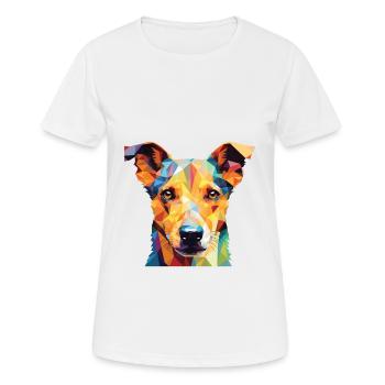 Ratonero Murciano race de chien aquarelle colorée - T-shirt respirant Femme - blanc - Devant - AI Model Female 172 dark (172cm)