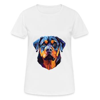 Rottweiler chien race aquarelle verre Illustration - T-shirt respirant Femme - blanc - Devant - AI Model Female 172 dark (172cm)