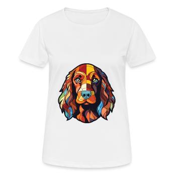 Pont Audemer Épagneul chien race aquarelle colorée - T-shirt respirant Femme - blanc - Devant - AI Model Female 172 dark (172cm)