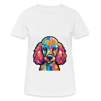 Pudel-Hunderasse Bunte Aquarell-Illustration - Frauen T-Shirt atmungsaktiv - Weiß - Vorne - AI Model Female 172 dark (172cm)
