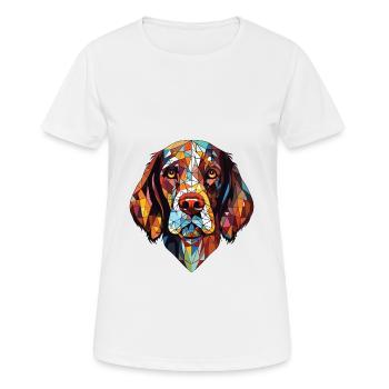 Portuguese Pointer Dog Breed Colorful Watercolor - Women's Breathable T-Shirt - white - Front - AI Model Female 172 dark (172cm)