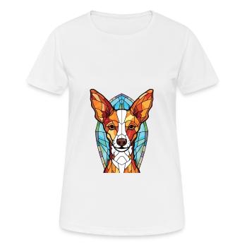 Portugiesische Podengo Pequeno Hunderasse Aquarell - Frauen T-Shirt atmungsaktiv - Weiß - Vorne - AI Model Female 172 dark (172cm)