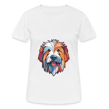 Chien de berger des Pyrénées chien race aquarelle colorée - T-shirt respirant Femme - blanc - Devant - AI Model Female 172 dark (172cm)