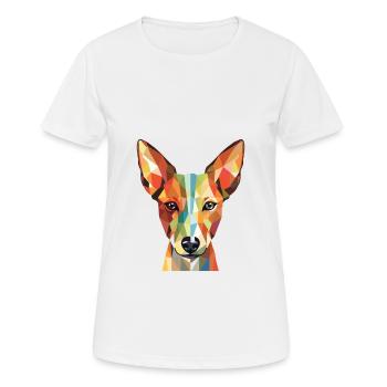 Portugais Podengo chien race aquarelle colorée - T-shirt respirant Femme - blanc - Devant - AI Model Female 172 dark (172cm)
