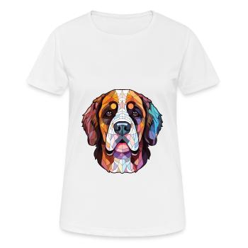 Illustration à l’aquarelle de race de chien Saint-Bernard - T-shirt respirant Femme - blanc - Devant - AI Model Female 172 dark (172cm)