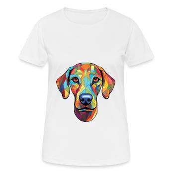 Sloughi Dog Breed Colorful Watercolor Illustration - Women's Breathable T-Shirt - white - Front - AI Model Female 172 dark (172cm)