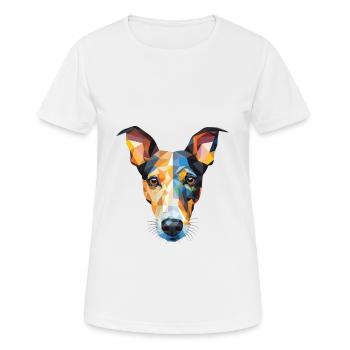 Glatte Foxterrier-Hunderasse buntes Aquarell - Frauen T-Shirt atmungsaktiv - Weiß - Vorne - AI Model Female 172 dark (172cm)