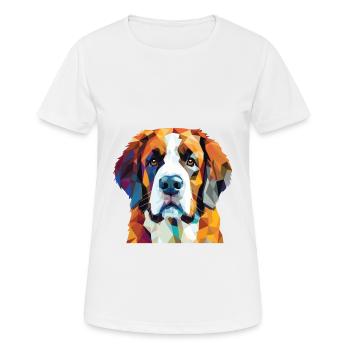 St Bernard chien race aquarelle verre Illustration - T-shirt respirant Femme - blanc - Devant - AI Model Female 172 dark (172cm)
