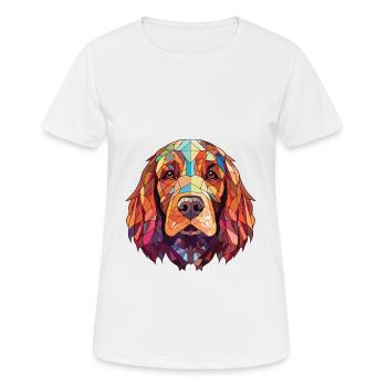 Sussex Spaniel Dog Breed Watercolor Illustration - Women's Breathable T-Shirt - white - Front - AI Model Female 172 dark (172cm)