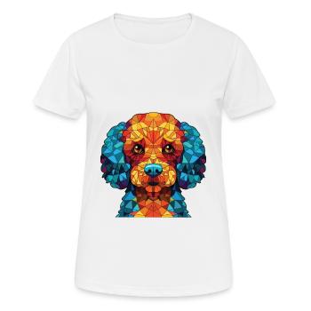 Toy Poodle Dog Breed Watercolor Glass Illustration - Women's Breathable T-Shirt - white - Front - AI Model Female 172 dark (172cm)