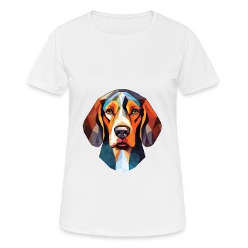 Sibirischer dreifarbiger Hund Hunderasse Aquarellglas - Frauen T-Shirt atmungsaktiv - Weiß - Vorne - AI Model Female 172 dark (172cm)