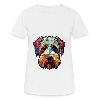 Soft Coated Wheaten Terrier Dog Breed Watercolor - Women's Breathable T-Shirt - white - Front - AI Model Female 172 dark (172cm)