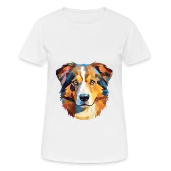 Welsh Sheepdog Dog Breed Watercolor Illustration - Women's Breathable T-Shirt - white - Front - AI Model Female 172 dark (172cm)