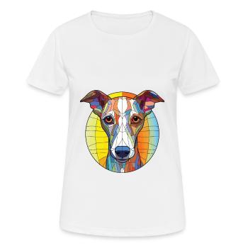 Whippet-Hunderasse Bunte Aquarell-Illustration - Frauen T-Shirt atmungsaktiv - Weiß - Vorne - AI Model Female 172 dark (172cm)