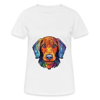 Wirehaired Dachshund Dog Breed Colorful Watercolor - Women's Breathable T-Shirt - white - Front - AI Model Female 172 dark (172cm)