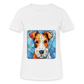 Draht Foxterrier Hunderasse Aquarell Illustration - Frauen T-Shirt atmungsaktiv - Weiß - Vorne - AI Model Female 172 dark (172cm)