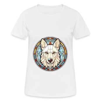 White Shepherd Dog Breed Watercolor Illustration - Women's Breathable T-Shirt - white - Front - AI Model Female 172 dark (172cm)