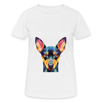 Jouet Manchester Terrier chien race aquarelle verre - T-shirt respirant Femme - blanc - Devant - AI Model Female 172 dark (172cm)
