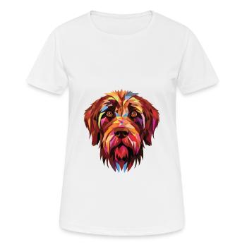 Wirehaired Pointing Griffon Dog Breed Watercolor - Women's Breathable T-Shirt - white - Front - AI Model Female 172 dark (172cm)